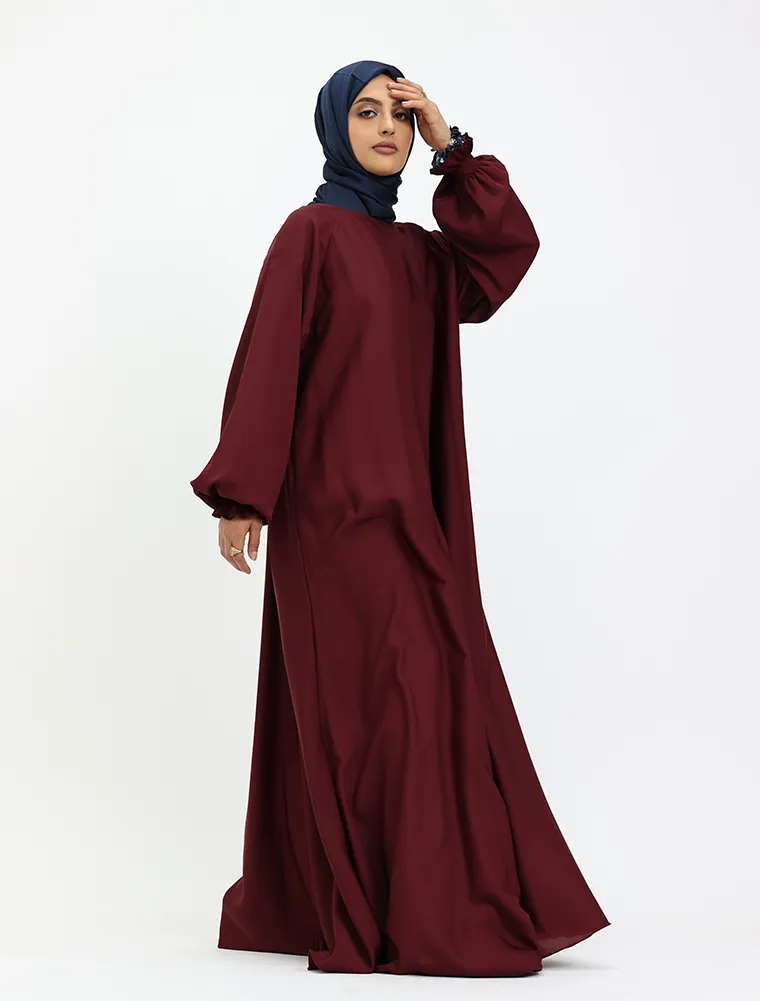 Maroon Zip Umbrella Abaya